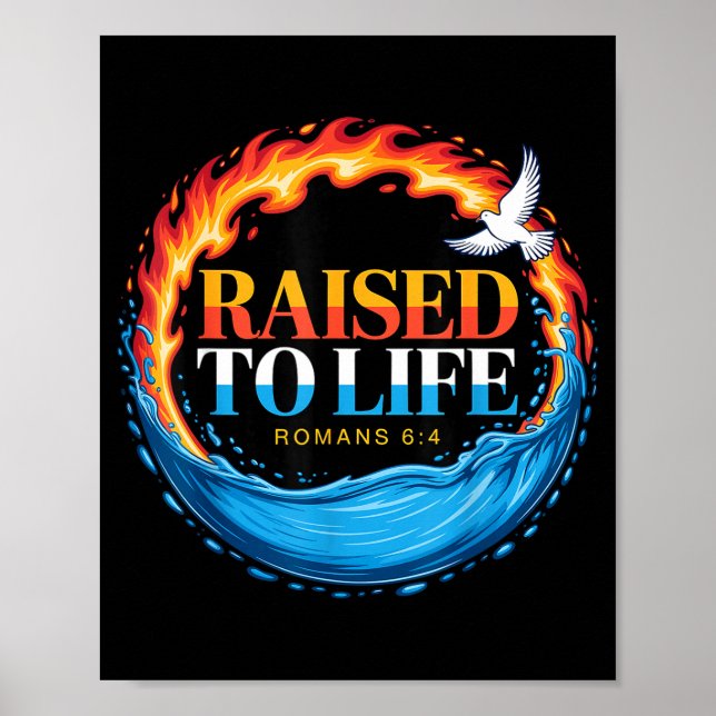Poster Baptized Raised To Life Romans 6-4 Christian Bapti (Devant)