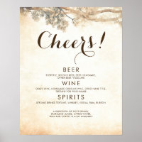Bar à boissons de mariage aux branches d'arbre rus