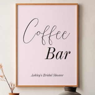 Poster Bar à café Blush Rose Mariage Shower