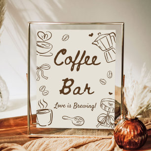 Poster Bar à café pour Baby Shower : L'amour est en train