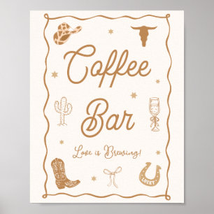 Poster Bar à café pour enterrement de vie de jeune fille 