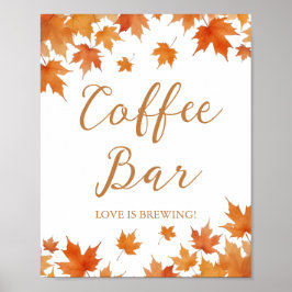 Poster Bar à café pour une douche de mariée d'automne