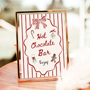 Poster Bar à chocolat chaud dessiné à la main pour Noël