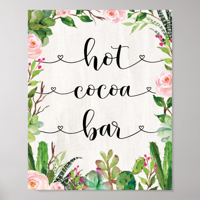 Poster Bar à Chocolat Chaud Fiesta pour Baby Shower Anniv (Devant)