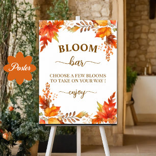 Poster Bar à fleurs automnales Bohème pour mariage
