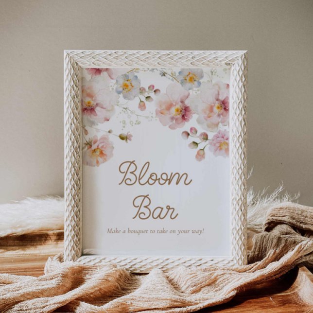 Poster Bar à Fleurs Baby Shower Fleur Sauvage (Wildflower Bloom Bar Sign)