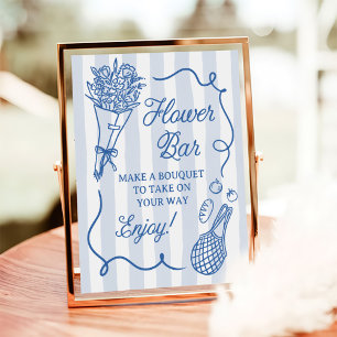 Poster Bar à Fleurs de Mariage Dessiné à la Main Hors Mar