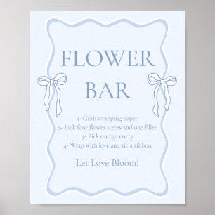 Poster Bar à fleurs pour la fête prénuptiale Blue Bow Tyi