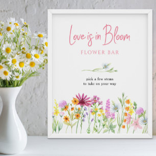 Poster Bar à fleurs Prairie de fleurs sauvages L'amour es