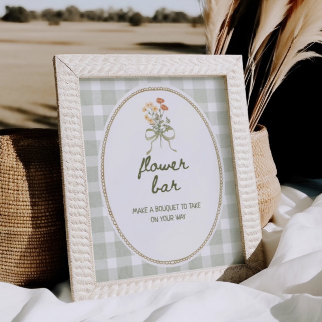 Poster Bar à fleurs vert En vichy Fleur sauvage (Créateur téléchargé)