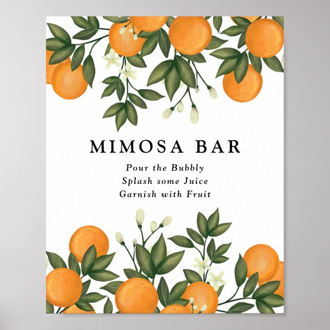 Poster Bar à Mimosa aux Agrumes Botaniques Frais d'Été Or (Devant)