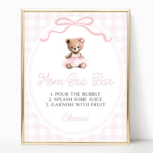 Poster Bar à Mimosa Baby Shower Ourson en Tutu Rose