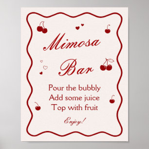 Poster Bar à Mimosa Cherry On Top pour Enterrement de Vie