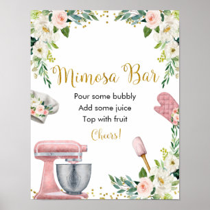 Poster Bar à Mimosa de Cuisine Florale pour Enterrement d