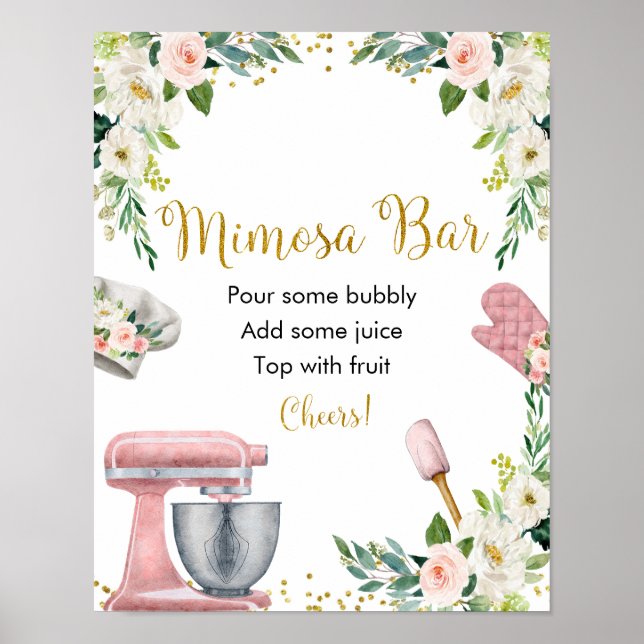 Poster Bar à Mimosa de Cuisine Florale pour Mariage (Devant)