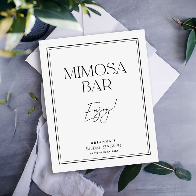 Poster Bar à Mimosa Élégant Enterrement de Vie de Jeune F (Créateur téléchargé)