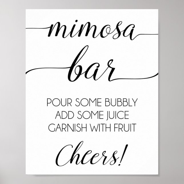 Poster Bar à Mimosa Imprimé | Signe de Mimosa de Douche o (Devant)