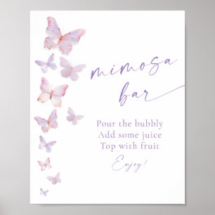Poster Bar à Mimosa Mariage Papillon