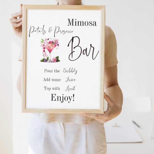 Poster Bar à Mimosa Pink pour Mariage Petals & Prosecco (Créateur téléchargé)