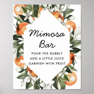 Poster Bar à Mimosa pour Mariage avec des Agrumes