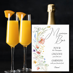 Poster Bar à Mimosa pour une Baby Shower de Mariée aux Fl