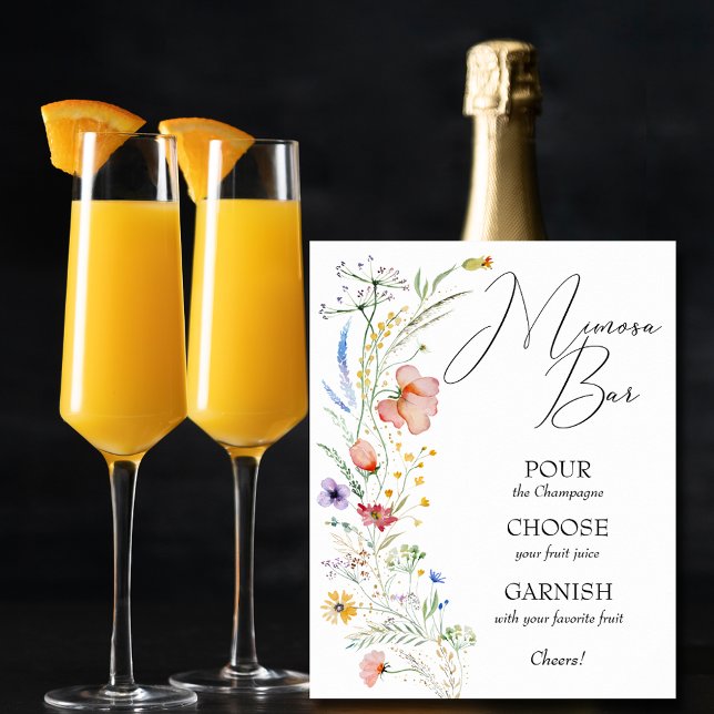 Poster Bar à Mimosa pour une fête de mariage avec des fle (Créateur téléchargé)