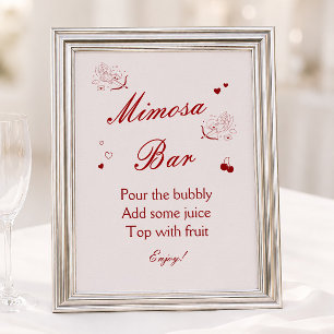 Poster Bar à Mimosa pour une fête de mariage vintage à la