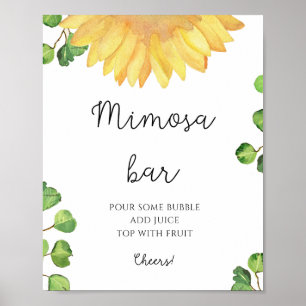 Poster Bar à mimosa tournesol aquarelle 