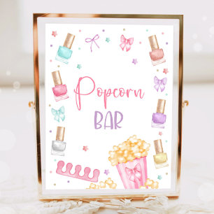 Poster Bar à popcorn Fête Manucure-Pédicure Fille