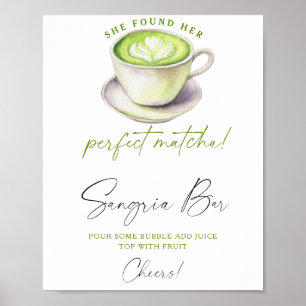 Poster Bar à sangria pour une douche de mariée au thé mat