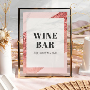 Poster Bar à vin rose Gold, Blush & Sequin Fête des marié