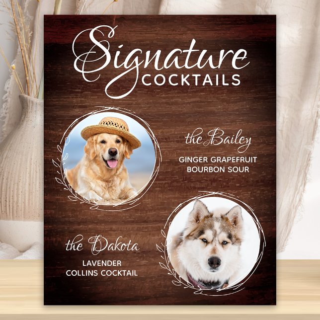 Poster Bar Chien Mariage Animaux Signature Cocktails Boir (Créateur téléchargé)