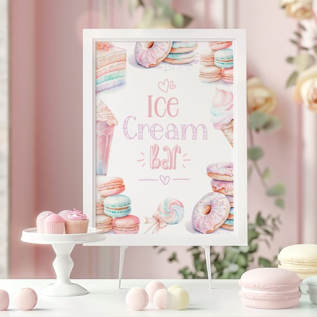 Poster Bar crème glacée Pastel doux anniversaire (Créateur téléchargé)