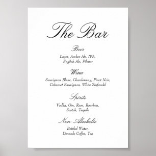 Poster Bar de mariage élégant noir et blanc Vieille Fortu