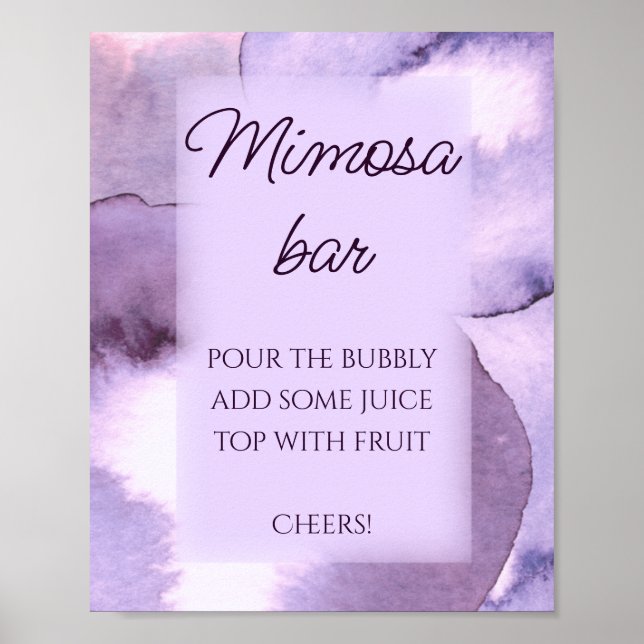 Poster Bar de Mimosa à l'aquarelle violette pourpre (Devant)