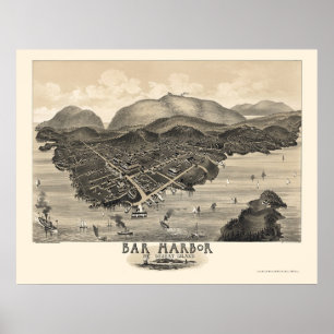 Poster Bar Harbour, ME Carte panoramique - 1886