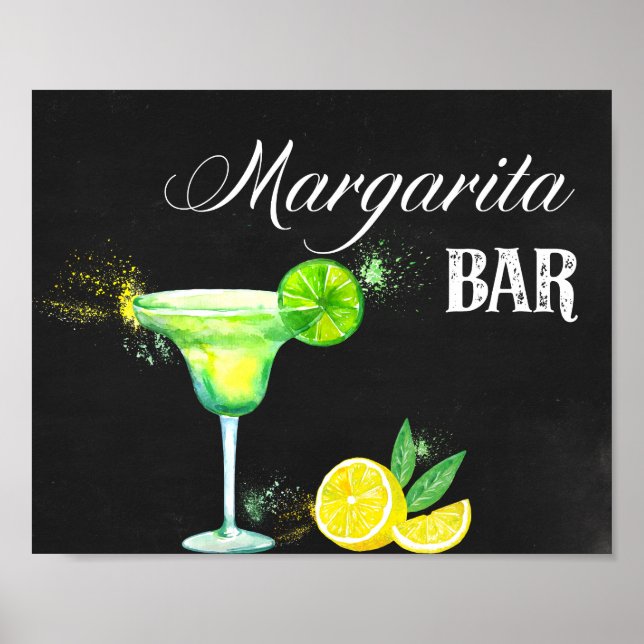 Poster Bar Margarita avec Arrière - plan noir (Devant)