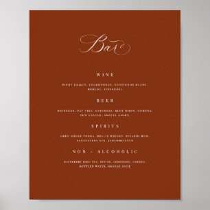 Poster Bar mariage Menu Boisson Signet de réception Poste