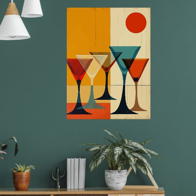 Poster Bar Martini Moderne du Milieu du Siècle Art Vector (Salon 1)