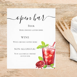 Poster Bar menu boisson rouge