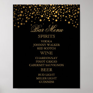 Poster Bar Menu - Gold Confetti Dots on Black