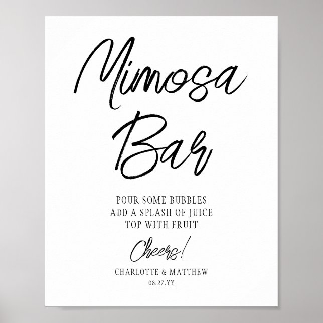 Poster Bar Mimosa Acclamations Écriture Manuscrite Modern (Devant)