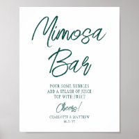 Bar Mimosa Acclamations Moderne Écriture Émeraude