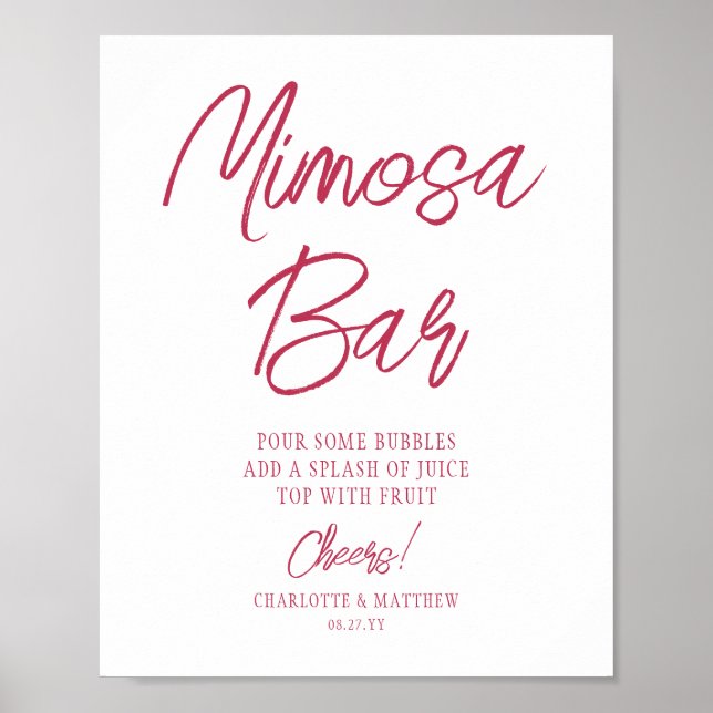Poster Bar Mimosa Acclamations Moderne Écriture Manuscrit (Devant)