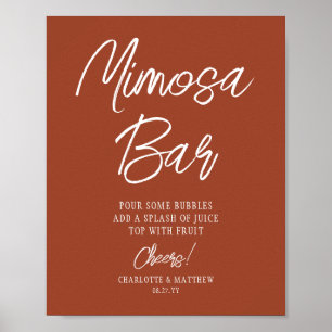 Poster Bar Mimosa Chefs Script Moderne Cuivre