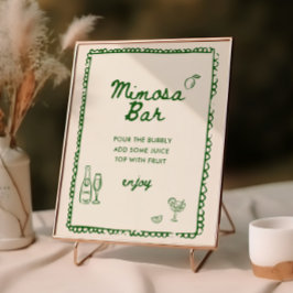 Poster Bar Mimosa Dessiné À La Main Verte De Style Italie