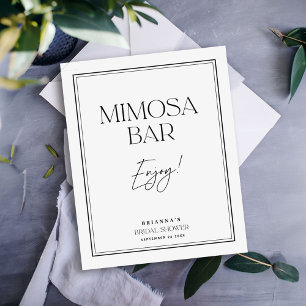 Poster Bar Mimosa Elégante Fête des mariées Noir & Blanc