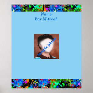 Poster Bar Mitzvah Neon Paint Photo Sign in Board