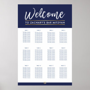 Poster BAR MITZVAH TABLE PLAN 12 tables Marine moderne