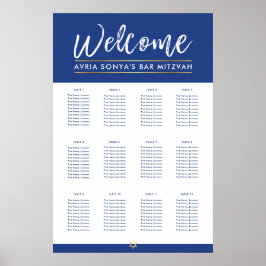 Poster BAR MITZVAH TABLE PLAN 12 tables or bleu royal